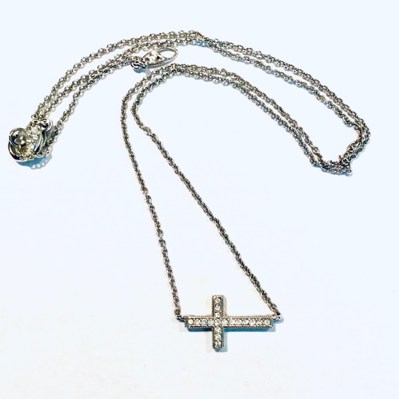Nadri Pave Sideways Cross Pendant 